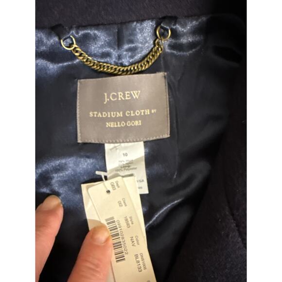 J.Crew Stadium Cloth Cocoon Coat Navy Women’s Size 10 NWT - Picture 9 of 10